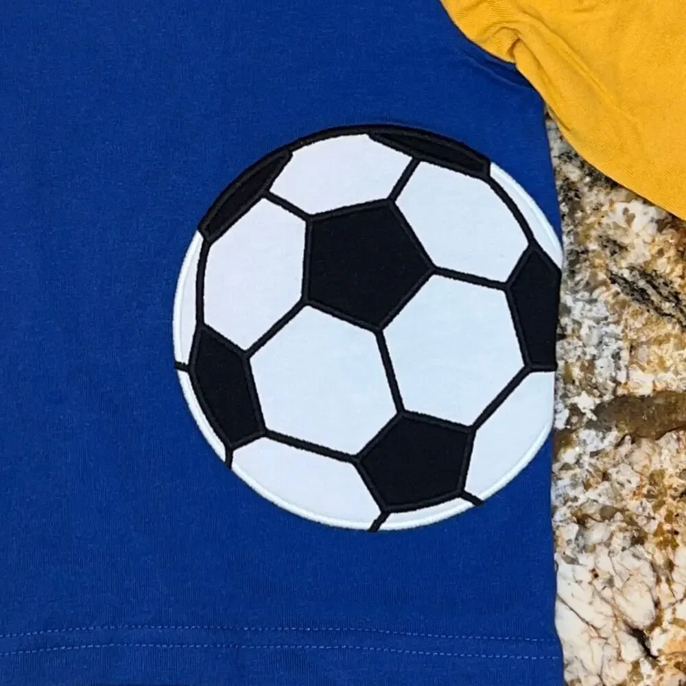 NWT Gymboree Boys Blue & Gold W/Embroidered Soccer Ball Top